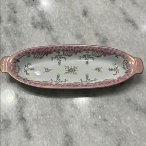 Andrea by Sadek Hand-Painted Pink & Gold Relish Dish – Japan